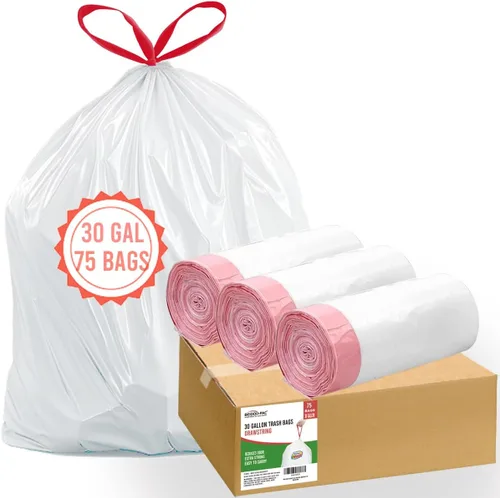 Vista 15 de BEIDOU-PAC Bolsas de basura de 2.6 galones con cordón, 100 unidades, bolsas de basura de rollo múltiple, pequeñas bolsas de basura de cocina, sin