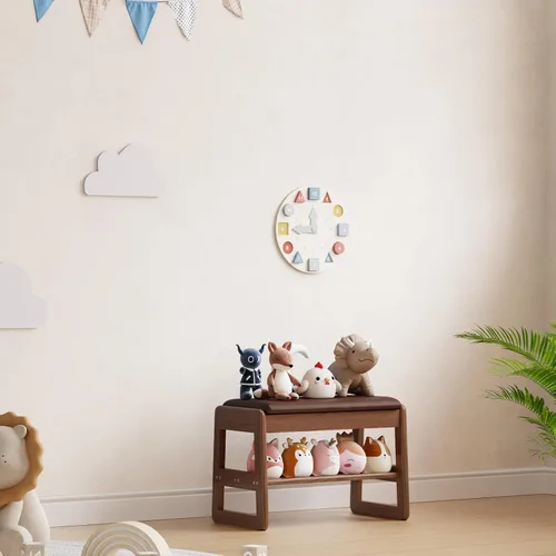 Vista 8 de AQIMUELE Banco pequeño para zapatos, banco de zapatos de 2 niveles con almacenamiento con tapa abatible, zapatero de madera para entrada, pasillo