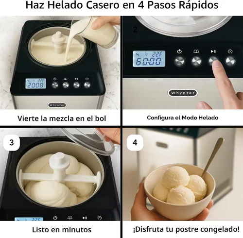 Vista 3 de Whynter máquina para hacer crema helada vertical 2.1 cuarto de galón con tazón de acero inoxidable