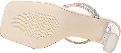 Vista 7 de vivianly Sandalias de tacón con tiras transparentes con diamantes de imitación para mujer, con puntera cuadrada, tacones altos, deslizantes, vestido