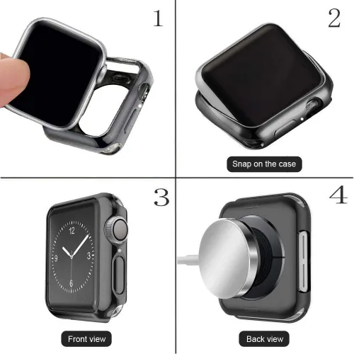 Vista 4 de Funda de TPU suave para Apple Watch Series 11 10 de 42 mm, cubierta de carcasa de iWatch con protección contra golpes chapada de TPU suave