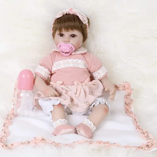 Vista 10 de ENADOLL Reborn Baby Doll - Juego de regalo realista de vinilo de silicona rosa bebé, 16 pulgadas, con peso, cuerpo suave, realista, para edades de 3
