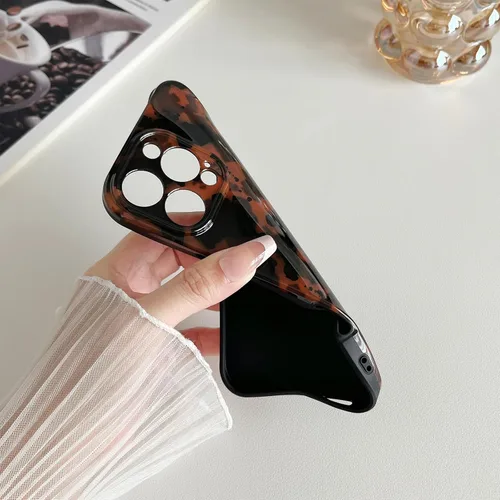 Vista 4 de Huahuacase Funda compatible con iPhone 11, diseño de caparazón de tortuga, retro, ámbar y marrón, estampado de guepardo leopardo, funda protectora