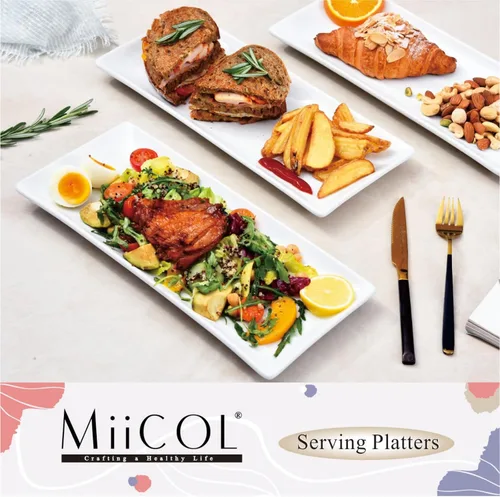 Vista 10 de Miicol Juego de 3 platos de porcelana para servir, bandejas grandes de 14