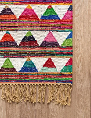 Vista 7 de Unique Loom Chindi Trellis Collection - Alfombra moderna, geométrica, colores brillantes, alfombra del suroeste