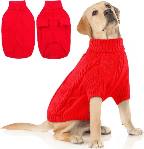 Vista 40 de Queenmore - Suéter de punto trenzado con cuello alto para perros pequeños, para climas fríos, para chihuahua, bulldog, teckel, carlino y yorkie, XS