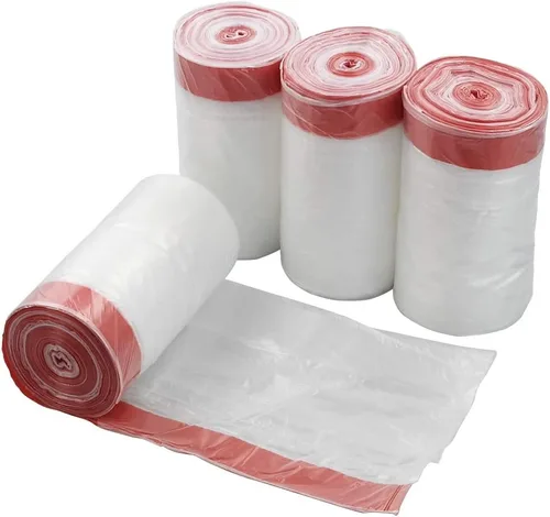 Vista 4 de Bolsas de basura transparentes con cordón, bolsas de basura para cocina, 4 rollos/240 bolsas (3 galones)