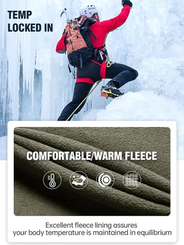 Vista 2 de FREE SOLDIER Pantalones cargo con vellón Softshell para hombre, para nieve, esquí, senderismo, con cinturón