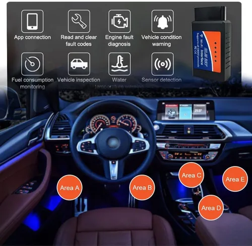Vista 6 de Elm327 WiFi OBD2 interfaz puede autobús escáner herramienta de diagnóstico con chip original 25k80 soporte iOS/Android V2.1