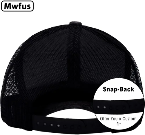 Vista 5 de Mwfus Gorra de camionero en blanco, gorras de béisbol a presión, gorras de malla ajustables para hombres y mujeres