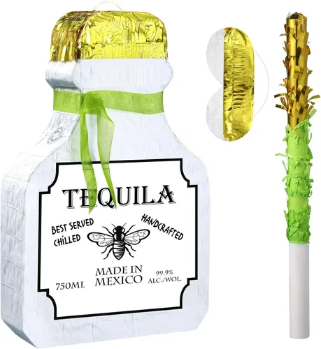 Vista 9 de Panelee Piñata para adultos con borla con borla para los ojos vendados, taza de cerveza, piñata, whisky, tequila, juego de botellas para adultos