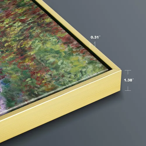 Vista 6 de Wieco Art Lienzo enmarcado para pared, diseño de lirios en el jardín de Monet, 1900 por Claude Monet, impresionismo, arte impreso, obra de arte