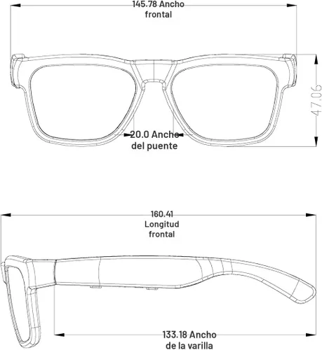 Vista 6 de OhO sunshine Bluetooth Glasses: Voice Control and Open Ear Style Smart Glasses to Listen Music & Calls, UV400 Protection Lens