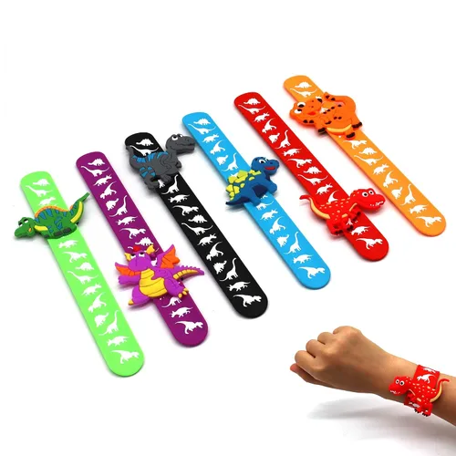 Vista 11 de Pulseras de dinosaurio para adolescentes, recuerdos de fiesta, con temática de dinosaurios, bolsas de regalos (paquete de 6) para adolescentes