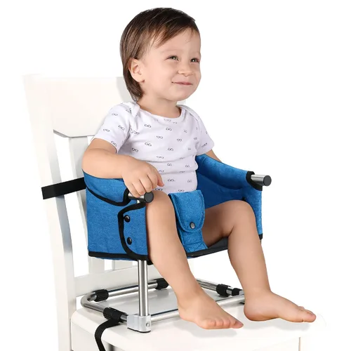 Vista 13 de Asiento elevador para mesa de comedor, silla elevadora portátil 3 en 1 con hebilla de seguridad, asiento de alimentación de bebé ajustable y Negro