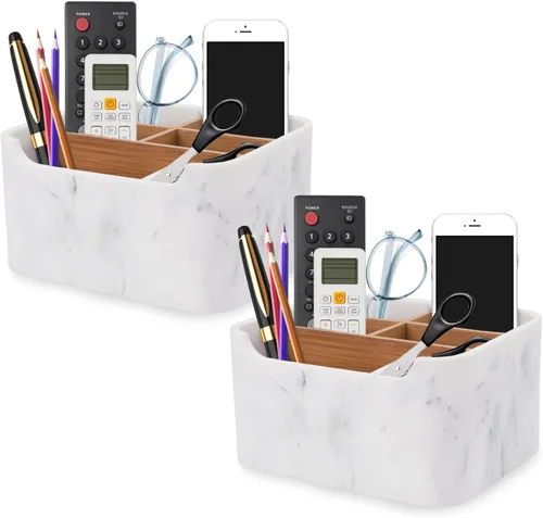 Vista 8 de Organizador de escritorio elegante y soporte para mando a distancia en negro - Mantén tu espacio de trabajo ordenado y organizado, almacenamiento