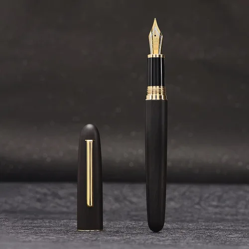 Vista 4 de Jinhao 9036 - Pluma estilográfica de madera natural hecha a mano, punta extrafina, ébano
