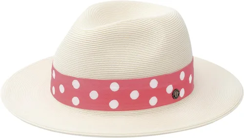 Vista 9 de Pineapple&Star Sun Straw Fedora Beach Hat Fine Braid UPF50+ for Women Dottiblue