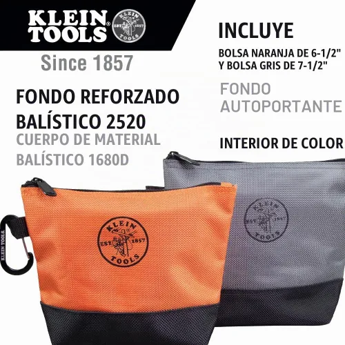 Vista 2 de Klein Tools 55470 - Bolsa utilitaria, bolsas de herramientas con cremallera de pie, tejido balístico resistente 1680d, parte inferior reforzada