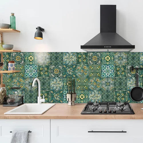 Vista 30 de Alwayspon Adhesivo para azulejos de pared moriscos para despegar y pegar, calcomanías de vinilo autoadhesivas para azulejos de cocina y baño, 4 x 4