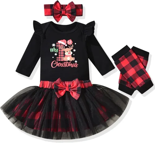 Vista 25 de Aalizzwell Traje de falda navideña para bebés recién nacidos american