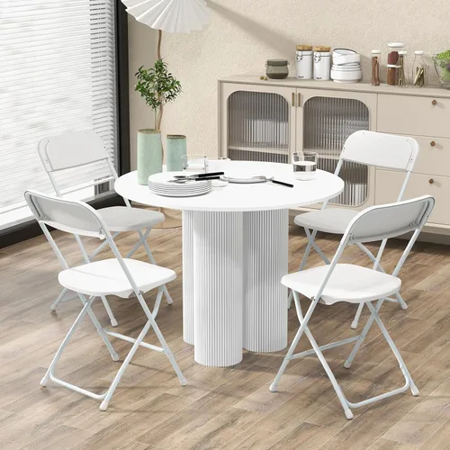 Vista 9 de Giantex Silla plegable con asiento y respaldo de plástico, marco de metal resistente, capacidad estática de 770 libras, asiento comercial