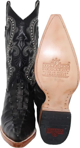 Vista 2 de Western Shops - Botas vaqueras de cuero con estampado de cocodrilo para hombre, punta corta