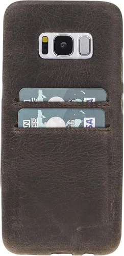 Vista 8 de HARDISTON Funda de piel auténtica hecha a mano para Samsung Galaxy Note 8, funda a presión con 2 ranuras para tarjetas de crédito, carga Marrón