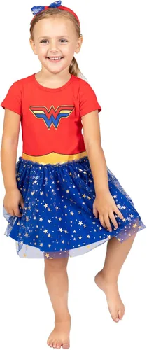 Vista 2 de DC Comics Vestido de disfraz de manga corta para mujer de Wonder Woman Oro