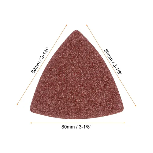 Vista 2 de HARFINGTON 60 piezas de papel de lija triangular de gancho y bucle, 40 granos, almohadillas de lijado de óxido de aluminio de 3-1/8 pulgadas, papel