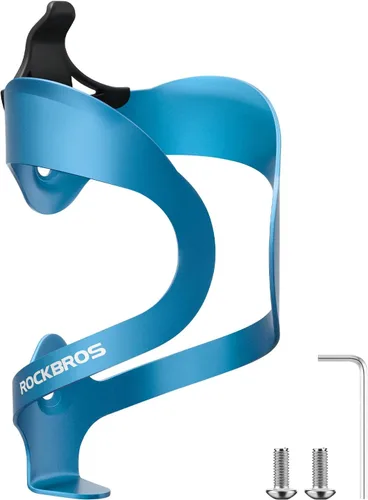 Vista 9 de ROCKBROS Soporte para botella de agua para bicicleta, ligero, resistente, aleación de aluminio, jaula para bebidas con tornillos, soportes