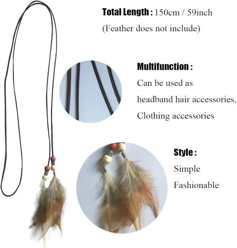 Vista 2 de Diadema Plumas Mujeres Niñas Elástico Trenzado Hoja De Perlas De Pelo Borlas Ropa