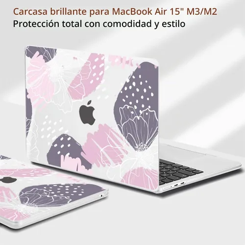 Vista 3 de Teryeefi Compatible con M4 M3 M2 MacBook Air de 15 pulgadas 2024 2023 Funda Modelo A3241 A3114 A2941 con Pantalla Liquid Retina, Cubierta Protectora