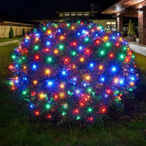 Vista 12 de Dirnun Red de luces LED de Navidad verde para exteriores, 160 LED de 5 x 7 pies, luz de malla de hadas impermeable para exteriores e interiores