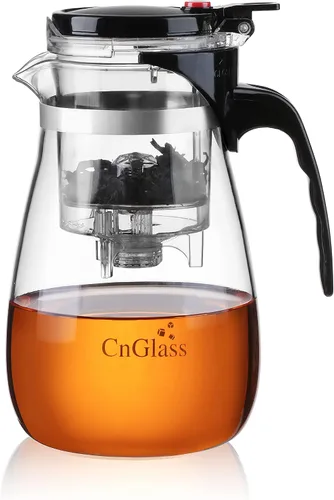 Vista 9 de CNGLASS Tetera de vidrio con infusor extraíble, 20 onzas (20.3 fl oz) de vidrio transparente para tetera apta para estufa, tetera de vidrio
