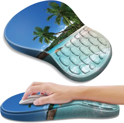 Vista 14 de YIWEI Alfombrilla de mouse ergonómica con soporte para muñeca, alfombrilla de mouse de espuma viscoelástica de gel para teclado de computadora