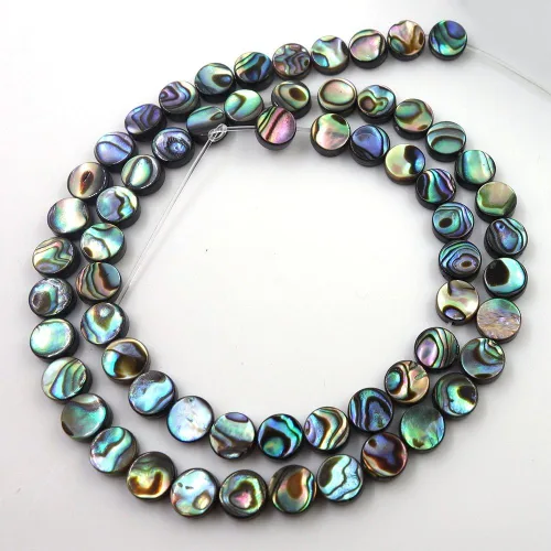 Vista 2 de 0.236 in Natural Abulón Shell Moneda Plana Cuentas Strand 16 Pulgadas Joyería Hacer Perlas