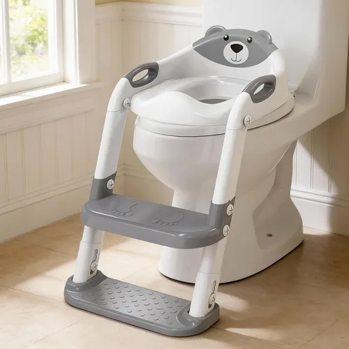 Vista 16 de SKYROKU - Asiento de entrenamiento para ir al baño, con escalera, para niños y niñas, cómodo y seguro con almohadillas antideslizantes