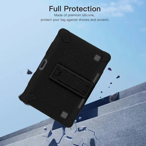 Vista 3 de Funda para tablet ZZB ZB10 / JUNYANG de 10.1 pulgadas, funda protectora de silicona suave, apta para niños, funda de tableta con soporte ajustable