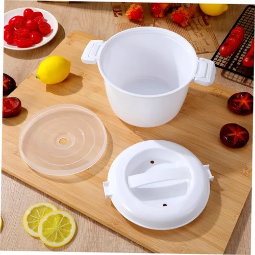 Vista 7 de CALLARON Microondas Arrocera Tapa Cuchara Multifuncional Microondas Arroz Pasta Verduras Antiadherente Preparación