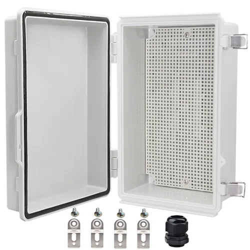 Vista 10 de Caja eléctrica impermeable, caja de conexiones IP67, pestillo de acero inoxidable, cubierta transparente con bisagras, carcasa para proyectos