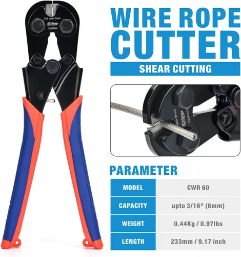 Vista 3 de iCrimp IWS-1608B Herramienta de prensado de cuerda de alambre para mangas de bucle de aluminio, virolas de cable ovaladas dúplex de 1/16 '' a 3/16