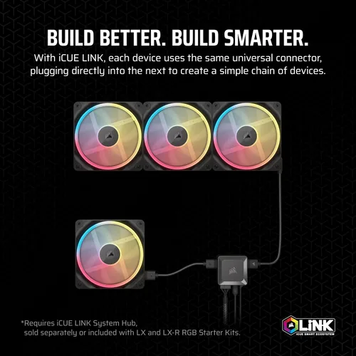 Vista 5 de CORSAIR iCUE Link LX120-R RGB Ventilador PWM invertido de 4.72 pulgadas (120 mm) – Ventilador individual – Bajo ruido, rodamiento de cúpula