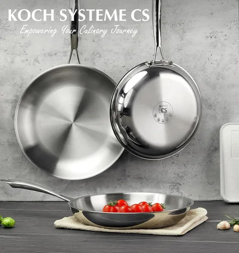 Vista 15 de KOCH SYSTEME CS Sartén de acero inoxidable de 12 pulgadas, sartén de acero inoxidable de tres capas con mango resistente al calor, sartén no tóxica