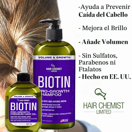 Vista 3 de Hair Chemist Biotin Pro-Growth - Aceite para el cabello de alta calidad, 7.1 oz.