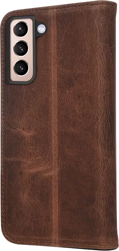 Vista 6 de Porter Riley - Funda de cuero para Samsung Galaxy S22. Funda de cuero genuino premium con soporte/cartera/cubierta (marrón chocolate)