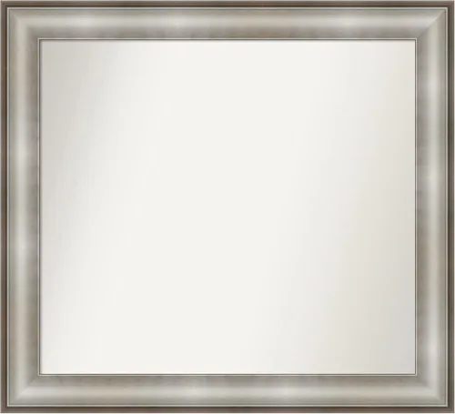 Vista 74 de Amanti Art Espejo de baño plateado para sobre el fregadero, 28 x 37 pulgadas, elegante espejo rectangular de peltre cepillado, marco de madera