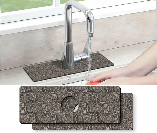 Vista 4 de Tapete protector contra salpicaduras para fregadero de cocina, 1 alfombrilla súper absorbente de secado rápido, dispositivo para fregadero