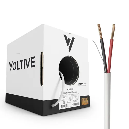Vista 7 de Voltive Cable de altavoz 12/2, Plenum CL3P, blanco, 500 pies - 12 AWG, 2 conductores, cobre trenzado sin oxígeno, listado UL - V-1214-2