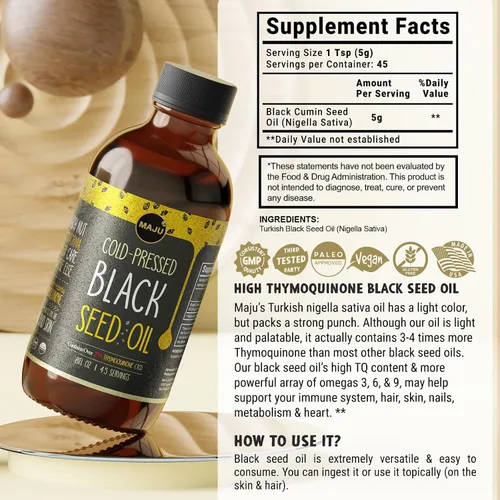 Vista 5 de Maju Superfoods Paquete de aceite de semilla negra y orégano